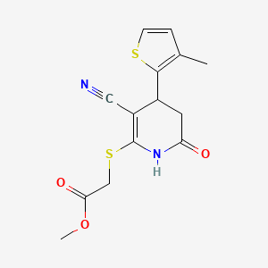molecular formula C14H14N2O3S2 B2531956 Methyl {[3-cyano-6-hydroxy-4-(3-methylthiophen-2-yl)-4,5-dihydropyridin-2-yl]sulfanyl}acetate CAS No. 330557-65-8