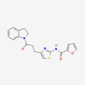 molecular formula C19H17N3O3S B2531960 N-(4-(3-(indolin-1-yl)-3-oxopropyl)thiazol-2-yl)furan-2-carboxamide CAS No. 1021229-07-1