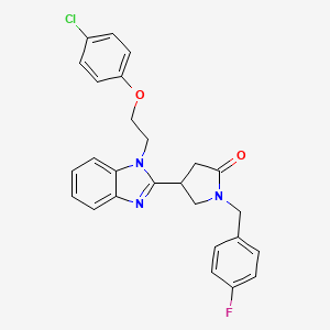 molecular formula C26H23ClFN3O2 B2532005 4-{1-[2-(4-chlorophenoxy)ethyl]-1H-benzimidazol-2-yl}-1-(4-fluorobenzyl)pyrrolidin-2-one CAS No. 915189-19-4