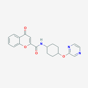molecular formula C20H19N3O4 B2532008 4-oxo-N-((1r,4r)-4-(pyrazin-2-yloxy)cyclohexyl)-4H-chromene-2-carboxamide CAS No. 2034396-10-4