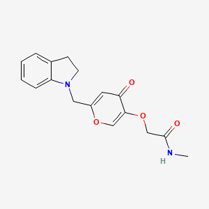 molecular formula C17H18N2O4 B2532013 2-((6-(indolin-1-ylmethyl)-4-oxo-4H-pyran-3-yl)oxy)-N-methylacetamide CAS No. 898418-41-2