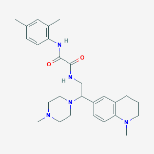 molecular formula C27H37N5O2 B2532032 N'-(2,4-dimethylphenyl)-N-[2-(1-methyl-1,2,3,4-tetrahydroquinolin-6-yl)-2-(4-methylpiperazin-1-yl)ethyl]ethanediamide CAS No. 922039-41-6