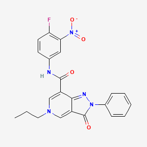 molecular formula C22H18FN5O4 B2532050 N-(4-fluoro-3-nitrophenyl)-3-oxo-2-phenyl-5-propyl-2H,3H,5H-pyrazolo[4,3-c]pyridine-7-carboxamide CAS No. 921578-58-7