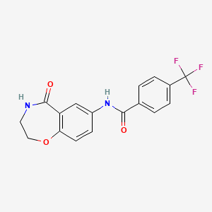 molecular formula C17H13F3N2O3 B2532084 N-(5-oxo-2,3,4,5-tetrahydro-1,4-benzoxazepin-7-yl)-4-(trifluoromethyl)benzamide CAS No. 922056-43-7