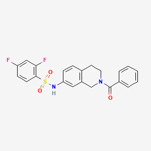 molecular formula C22H18F2N2O3S B2532099 N-(2-benzoyl-1,2,3,4-tetrahydroisoquinolin-7-yl)-2,4-difluorobenzene-1-sulfonamide CAS No. 955639-42-6