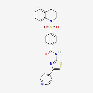 molecular formula C24H20N4O3S2 B2532112 N-[4-(pyridin-4-yl)-1,3-thiazol-2-yl]-4-(1,2,3,4-tetrahydroquinoline-1-sulfonyl)benzamide CAS No. 361171-18-8
