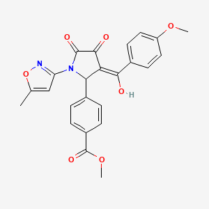 molecular formula C24H20N2O7 B2532114 methyl 4-(4-hydroxy-3-(4-methoxybenzoyl)-1-(5-methylisoxazol-3-yl)-5-oxo-2,5-dihydro-1H-pyrrol-2-yl)benzoate CAS No. 618876-19-0
