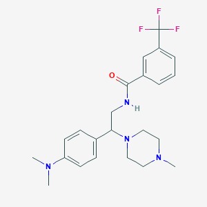 molecular formula C23H29F3N4O B2532144 N-{2-[4-(dimethylamino)phenyl]-2-(4-methylpiperazin-1-yl)ethyl}-3-(trifluoromethyl)benzamide CAS No. 946340-72-3
