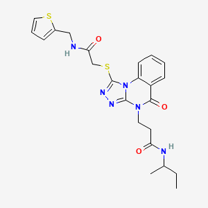 molecular formula C23H26N6O3S2 B2532177 N-(butan-2-yl)-3-{5-oxo-1-[({[(thiophen-2-yl)methyl]carbamoyl}methyl)sulfanyl]-4H,5H-[1,2,4]triazolo[4,3-a]quinazolin-4-yl}propanamide CAS No. 1115896-24-6
