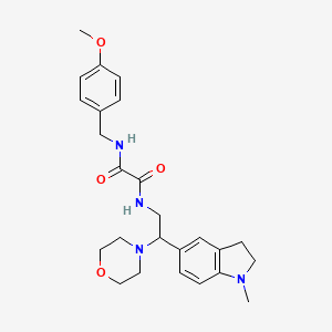 molecular formula C25H32N4O4 B2532222 N1-(4-methoxybenzyl)-N2-(2-(1-methylindolin-5-yl)-2-morpholinoethyl)oxalamide CAS No. 922556-91-0