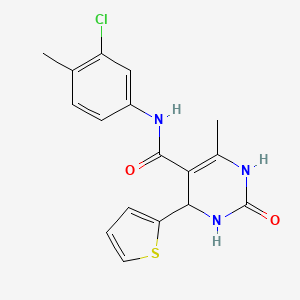 molecular formula C17H16ClN3O2S B2532242 N-(3-chloro-4-methylphenyl)-6-methyl-2-oxo-4-(thiophen-2-yl)-1,2,3,4-tetrahydropyrimidine-5-carboxamide CAS No. 405156-83-4