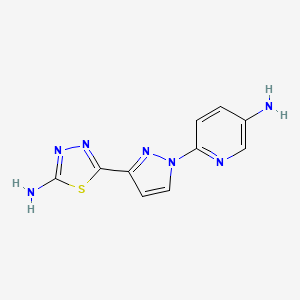 molecular formula C10H9N7S B2532250 6-[3-(5-amino-1,3,4-thiadiazol-2-yl)-1H-pyrazol-1-yl]pyridin-3-amine CAS No. 1946818-36-5
