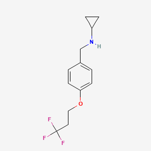 molecular formula C13H16F3NO B2532252 N-{[4-(3,3,3-trifluoropropoxy)phenyl]methyl}cyclopropanamine CAS No. 1378948-09-4