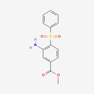 molecular formula C14H13NO4S B2532278 Methyl 3-amino-4-(benzenesulfonyl)benzoate CAS No. 478249-92-2
