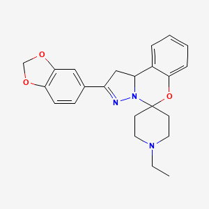 molecular formula C23H25N3O3 B2532281 2-(Benzo[d][1,3]dioxol-5-yl)-1'-ethyl-1,10b-dihydrospiro[benzo[e]pyrazolo[1,5-c][1,3]oxazine-5,4'-piperidine] CAS No. 840476-33-7
