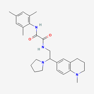molecular formula C27H36N4O2 B2532283 N'-[2-(1-methyl-1,2,3,4-tetrahydroquinolin-6-yl)-2-(pyrrolidin-1-yl)ethyl]-N-(2,4,6-trimethylphenyl)ethanediamide CAS No. 922119-88-8