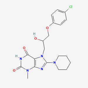 molecular formula C20H24ClN5O4 B2532299 7-(3-(4-chlorophenoxy)-2-hydroxypropyl)-3-methyl-8-(piperidin-1-yl)-1H-purine-2,6(3H,7H)-dione CAS No. 331675-15-1