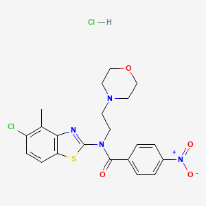 molecular formula C21H22Cl2N4O4S B2532372 N-(5-CHLORO-4-METHYL-1,3-BENZOTHIAZOL-2-YL)-N-[2-(MORPHOLIN-4-YL)ETHYL]-4-NITROBENZAMIDE HYDROCHLORIDE CAS No. 1215768-06-1