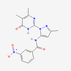 molecular formula C17H16N6O4 B2532390 N-(1-(4,5-dimethyl-6-oxo-1,6-dihydropyrimidin-2-yl)-3-methyl-1H-pyrazol-5-yl)-3-nitrobenzamide CAS No. 1004680-33-4