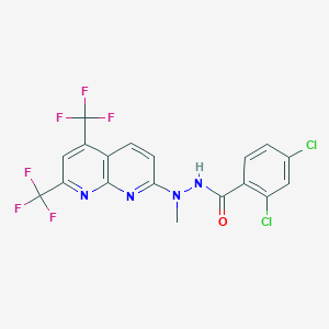 molecular formula C18H10Cl2F6N4O B2532394 N'-[5,7-bis(trifluoromethyl)-1,8-naphthyridin-2-yl]-2,4-dichloro-N'-methylbenzohydrazide CAS No. 320417-55-8