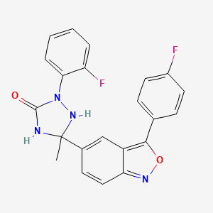 2-(2-Fluorophenyl)-5-[3-(4-fluorophenyl)-2,1-benzoxazol-5-yl]-5-methyl-1,2,4-triazolidin-3-one