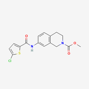 molecular formula C16H15ClN2O3S B2532426 methyl 7-(5-chlorothiophene-2-amido)-1,2,3,4-tetrahydroisoquinoline-2-carboxylate CAS No. 1448054-47-4