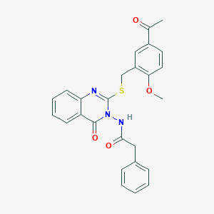 N-[2-[(5-acetyl-2-methoxyphenyl)methylsulfanyl]-4-oxoquinazolin-3-yl]-2-phenylacetamide
