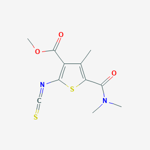 molecular formula C11H12N2O3S2 B2532446 Methyl 5-[(dimethylamino)carbonyl]-2-isothiocyanato-4-methylthiophene-3-carboxylate CAS No. 667436-03-5