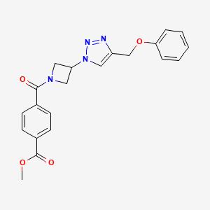 molecular formula C21H20N4O4 B2532492 methyl 4-(3-(4-(phenoxymethyl)-1H-1,2,3-triazol-1-yl)azetidine-1-carbonyl)benzoate CAS No. 2034591-48-3