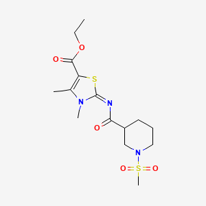 (Z)-ethyl 3,4-dimethyl-2-((1-(methylsulfonyl)piperidine-3-carbonyl)imino)-2,3-dihydrothiazole-5-carboxylate