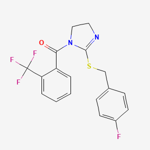 (2-((4-fluorobenzyl)thio)-4,5-dihydro-1H-imidazol-1-yl)(2-(trifluoromethyl)phenyl)methanone