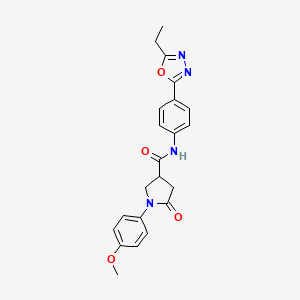 molecular formula C22H22N4O4 B2532585 N-[4-(5-ethyl-1,3,4-oxadiazol-2-yl)phenyl]-1-(4-methoxyphenyl)-5-oxopyrrolidine-3-carboxamide CAS No. 946239-86-7