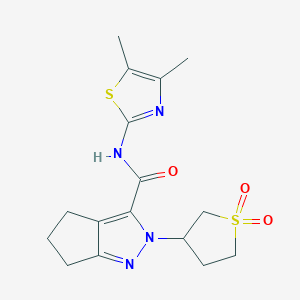 molecular formula C16H20N4O3S2 B2532588 N-(4,5-dimethyl-1,3-thiazol-2-yl)-2-(1,1-dioxo-1lambda6-thiolan-3-yl)-2H,4H,5H,6H-cyclopenta[c]pyrazole-3-carboxamide CAS No. 1040665-33-5