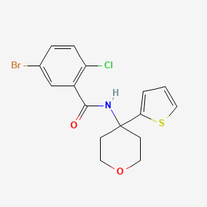 molecular formula C16H15BrClNO2S B2532618 5-bromo-2-chloro-N-(4-(thiophen-2-yl)tetrahydro-2H-pyran-4-yl)benzamide CAS No. 2034567-96-7