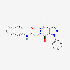 molecular formula C22H19N5O4 B2532619 N-(2H-1,3-benzodioxol-5-yl)-2-[4-methyl-1-(2-methylphenyl)-7-oxo-1H,6H,7H-pyrazolo[3,4-d]pyridazin-6-yl]acetamide CAS No. 942009-16-7
