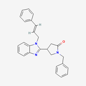 (E)-1-benzyl-4-(1-cinnamyl-1H-benzo[d]imidazol-2-yl)pyrrolidin-2-one