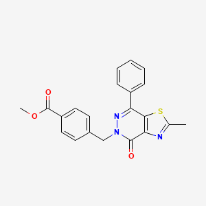 molecular formula C21H17N3O3S B2532659 methyl 4-((2-methyl-4-oxo-7-phenylthiazolo[4,5-d]pyridazin-5(4H)-yl)methyl)benzoate CAS No. 941942-54-7