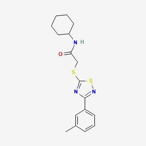 molecular formula C17H21N3OS2 B2532660 N-cyclohexyl-2-((3-(m-tolyl)-1,2,4-thiadiazol-5-yl)thio)acetamide CAS No. 864918-13-8