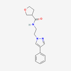 molecular formula C16H19N3O2 B2532663 N-[2-(4-phenyl-1H-pyrazol-1-yl)ethyl]oxolane-3-carboxamide CAS No. 2034351-64-7