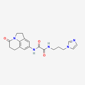 molecular formula C19H21N5O3 B2532670 N'-[3-(1H-imidazol-1-yl)propyl]-N-{11-oxo-1-azatricyclo[6.3.1.0^{4,12}]dodeca-4(12),5,7-trien-6-yl}ethanediamide CAS No. 898462-18-5