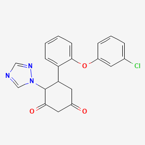 molecular formula C20H16ClN3O3 B2532702 5-[2-(3-chlorophenoxy)phenyl]-4-(1H-1,2,4-triazol-1-yl)-1,3-cyclohexanedione CAS No. 691869-07-5