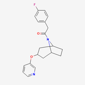 B2532734 2-(4-fluorophenyl)-1-((1R,5S)-3-(pyridin-3-yloxy)-8-azabicyclo[3.2.1]octan-8-yl)ethanone CAS No. 2109278-30-8