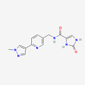 molecular formula C14H14N6O2 B2532817 N-((6-(1-methyl-1H-pyrazol-4-yl)pyridin-3-yl)methyl)-2-oxo-2,3-dihydro-1H-imidazole-4-carboxamide CAS No. 2320608-17-9