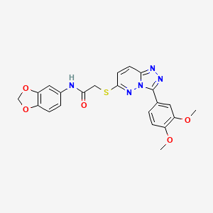 molecular formula C22H19N5O5S B2532864 N-(benzo[d][1,3]dioxol-5-yl)-2-((3-(3,4-dimethoxyphenyl)-[1,2,4]triazolo[4,3-b]pyridazin-6-yl)thio)acetamide CAS No. 852437-60-6