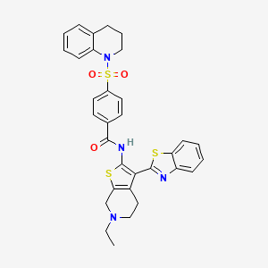 molecular formula C32H30N4O3S3 B2532865 N-(3-(benzo[d]thiazol-2-yl)-6-ethyl-4,5,6,7-tetrahydrothieno[2,3-c]pyridin-2-yl)-4-((3,4-dihydroquinolin-1(2H)-yl)sulfonyl)benzamide CAS No. 524706-59-0