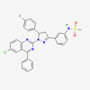 molecular formula C30H23ClFN5O2S B2532871 N-(3-(1-(6-chloro-4-phenylquinazolin-2-yl)-5-(4-fluorophenyl)-4,5-dihydro-1H-pyrazol-3-yl)phenyl)methanesulfonamide CAS No. 865616-58-6