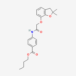 molecular formula C23H27NO5 B2532902 butyl 4-{2-[(2,2-dimethyl-2,3-dihydro-1-benzofuran-7-yl)oxy]acetamido}benzoate CAS No. 946358-63-0