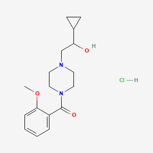 molecular formula C17H25ClN2O3 B2532913 1-cyclopropyl-2-[4-(2-methoxybenzoyl)piperazin-1-yl]ethan-1-ol hydrochloride CAS No. 1396849-41-4