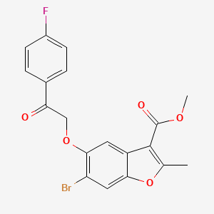 molecular formula C19H14BrFO5 B2532924 Methyl 6-bromo-5-[2-(4-fluorophenyl)-2-oxoethoxy]-2-methyl-1-benzofuran-3-carboxylate CAS No. 308297-53-2