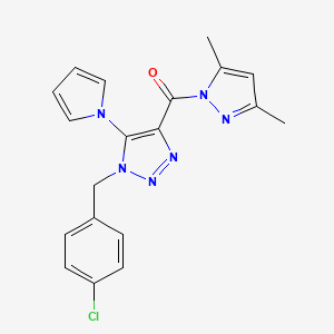molecular formula C19H17ClN6O B2532928 [1-(4-chlorobenzyl)-5-(1H-pyrrol-1-yl)-1H-1,2,3-triazol-4-yl](3,5-dimethyl-1H-pyrazol-1-yl)methanone CAS No. 1325303-26-1